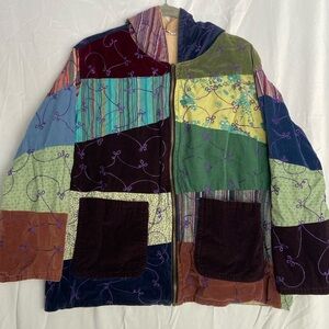 Patchwork zip up sweater